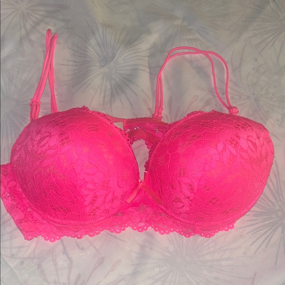 SHEIN Pink Lace Push-Up Bra